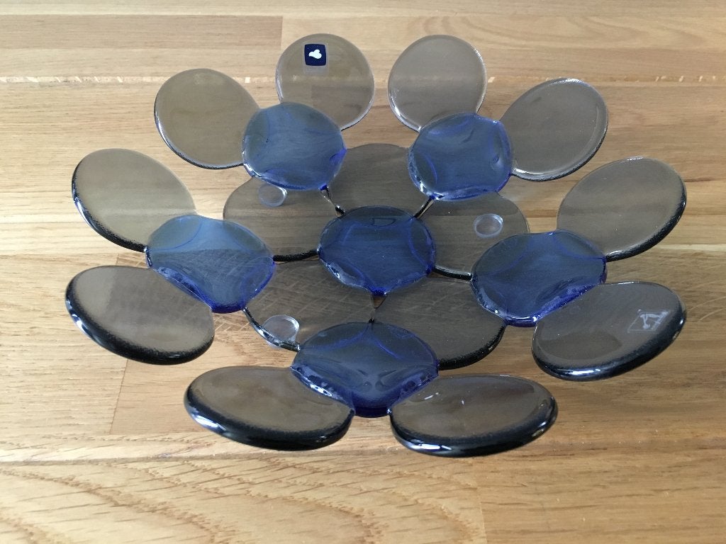 Leonardo glazen schaal punten blauw grijs 22 cm of 25 cm, Schaal, Rond, Nieuw, Ophalen of Verzenden