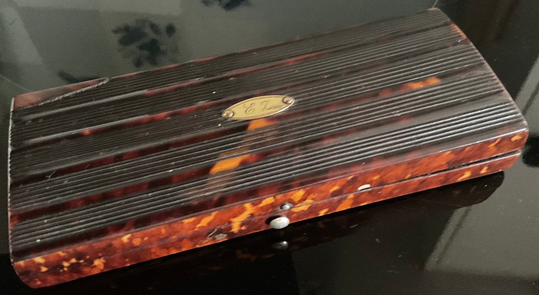 Schildpad brillenkoker met neusbrilletje en ketting, Ophalen of Verzenden
