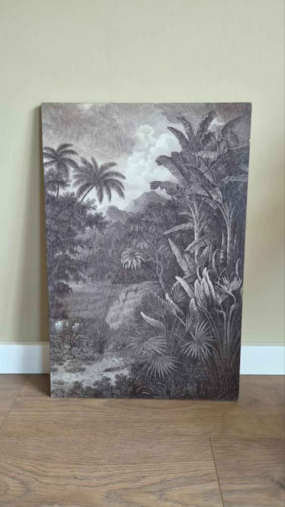 Houten schilderij met jungle print - 40x60 cm, Ophalen