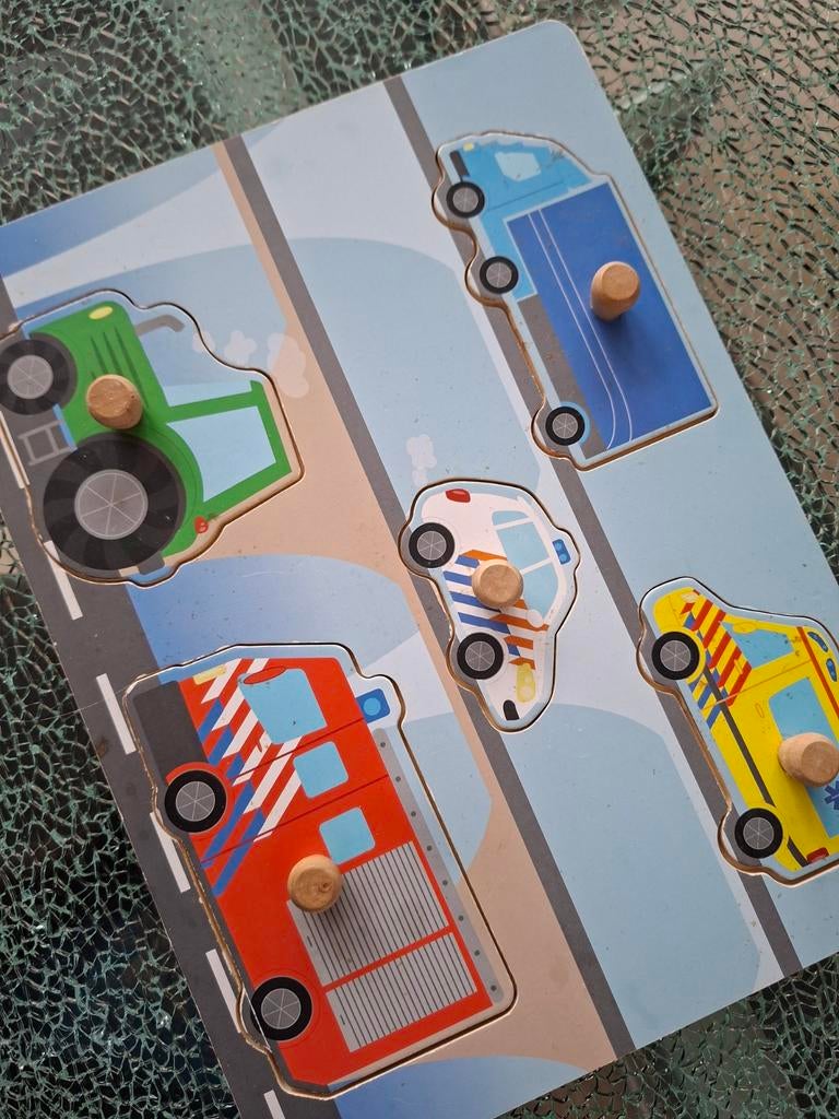 Houten legpuzzel, 5 voertuigen, Ophalen of Verzenden
