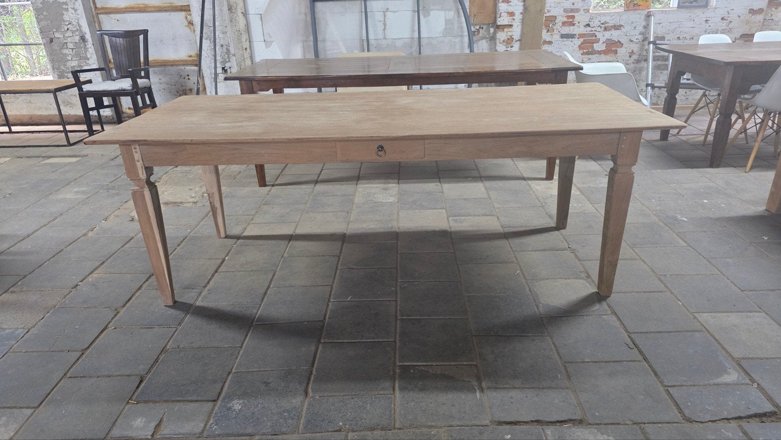 oude authentieke Franse boerentafel  222 cm, Ophalen of Verzenden