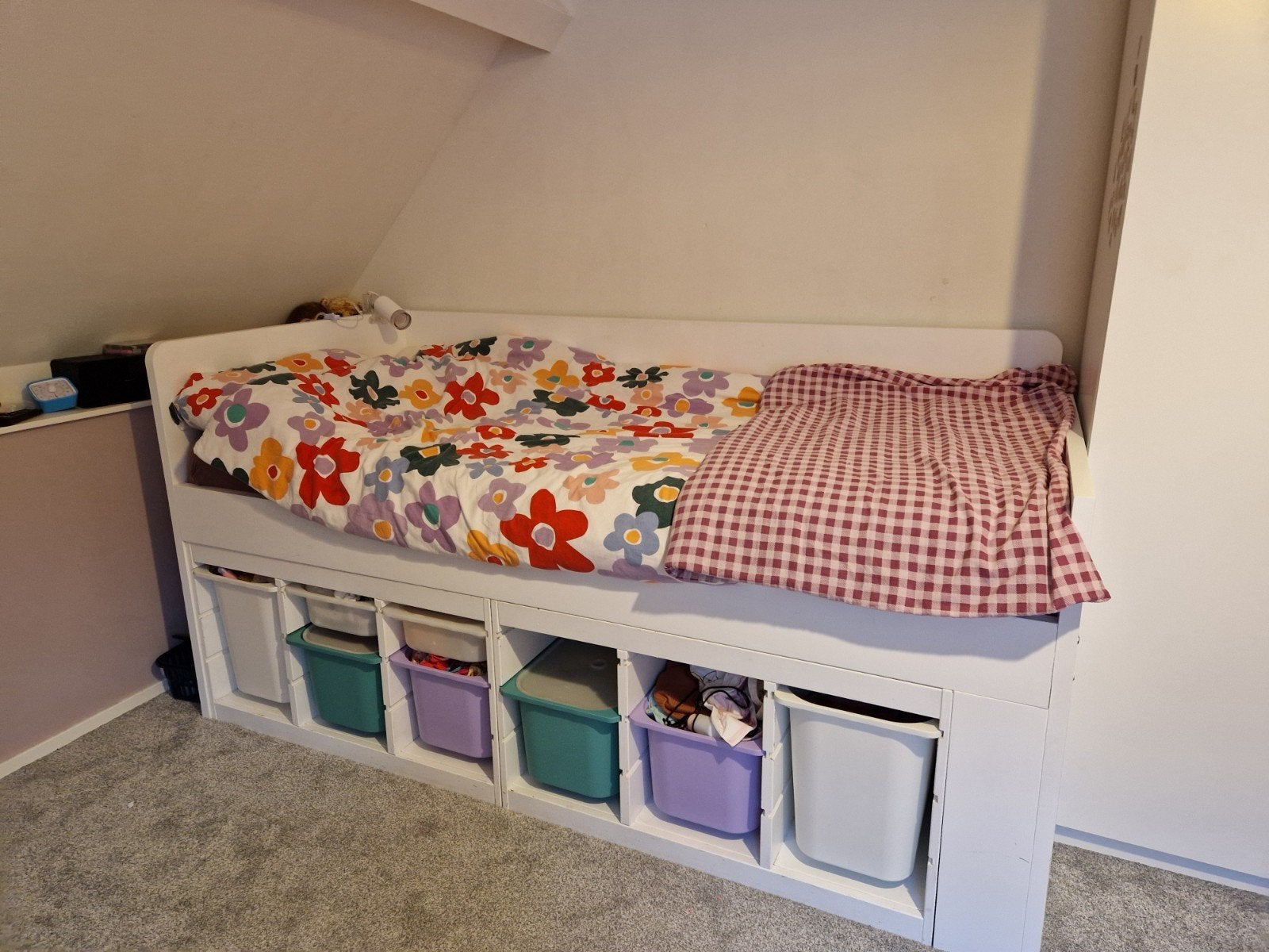 Mooi bed met veel opbergruimte, Ophalen, 85 tot 100 cm, Gebruikt, Lattenbodem