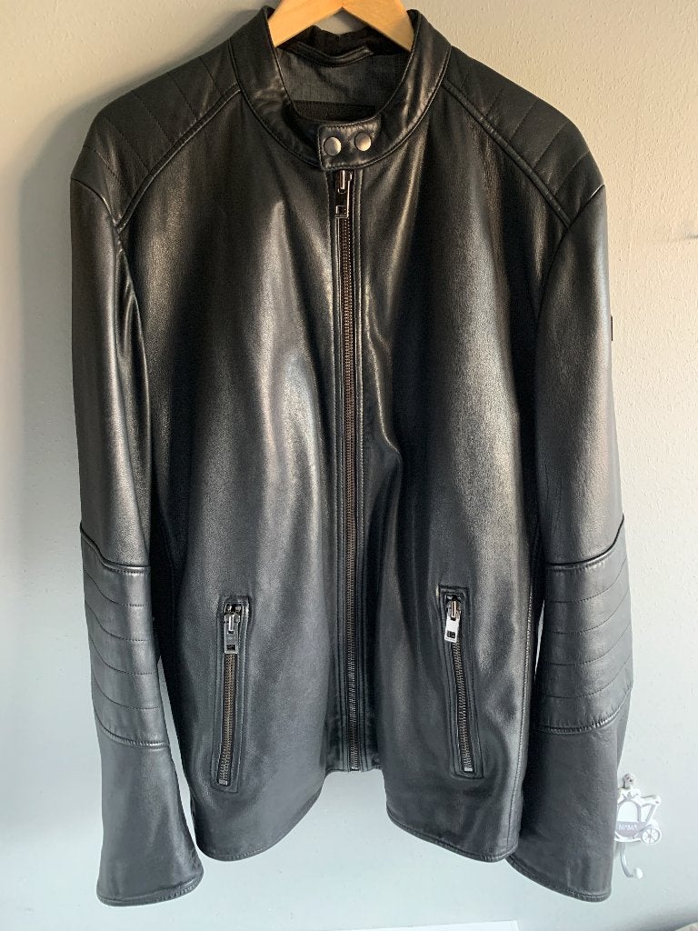 Prachtige Hugo Boss Orange Zwarte Leren Jack XXXL, Kleding | Heren, Jassen | Winter, Zwart, Overige maten, Ophalen of Verzenden