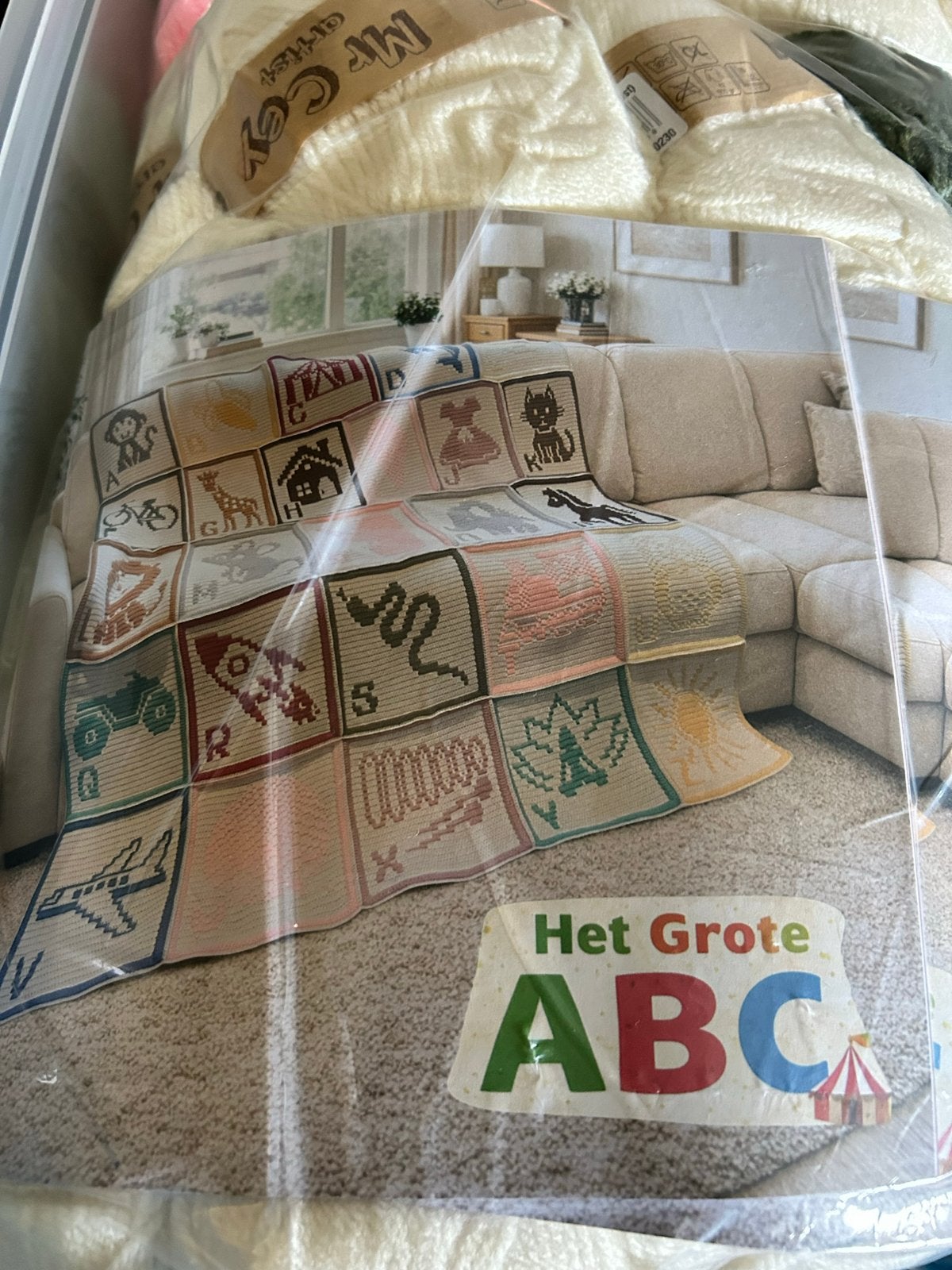 Het Grote ABC Deken Haakpakket acryl garen, Hobby en Vrije tijd, Ophalen of Verzenden, Nieuw, Haken, Wol of Garen