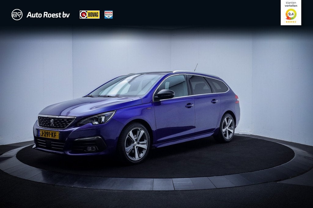 Peugeot 308 SW 1.2T GT-line PANO | FULL LED | ½LEDER | CARP, Gebruikt, Blauw, Leder en Stof, Origineel Nederlands