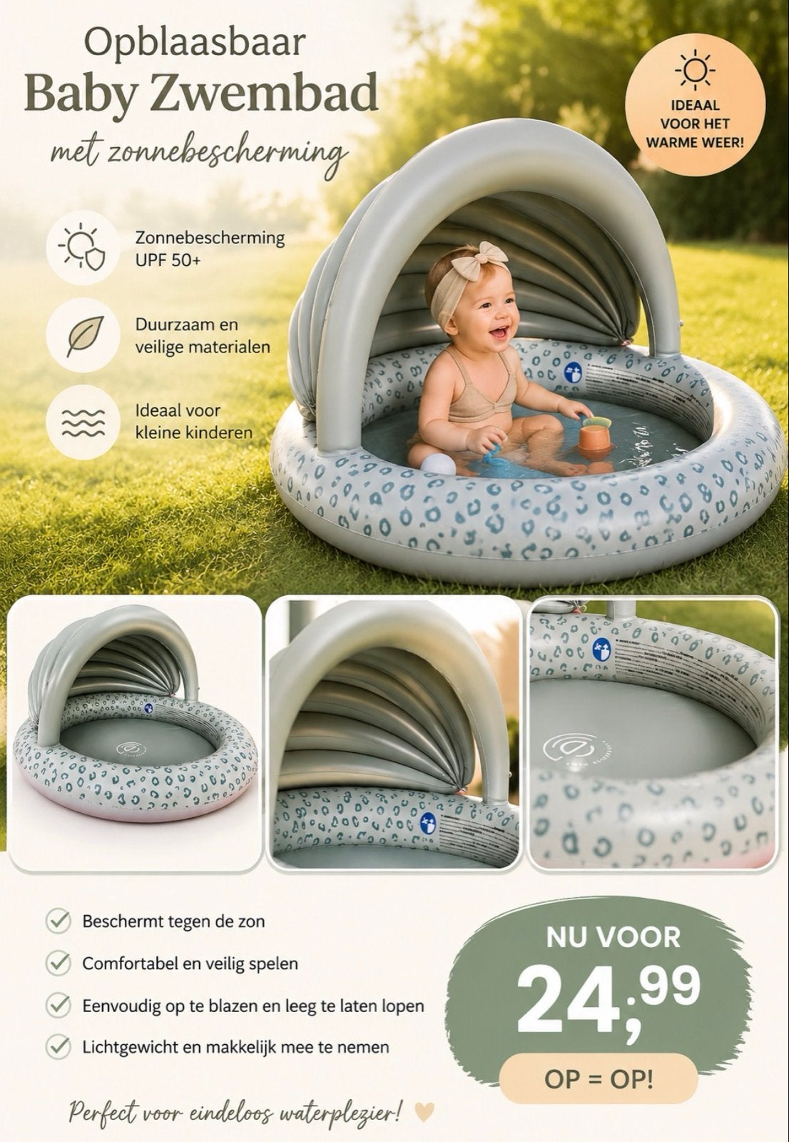 Opblaasbaar Baby Zwembad sale laatste stuk!! Op=op, Kinderen en Baby's, Speelgoed | Babyspeelgoed, Ophalen of Verzenden, Nieuw