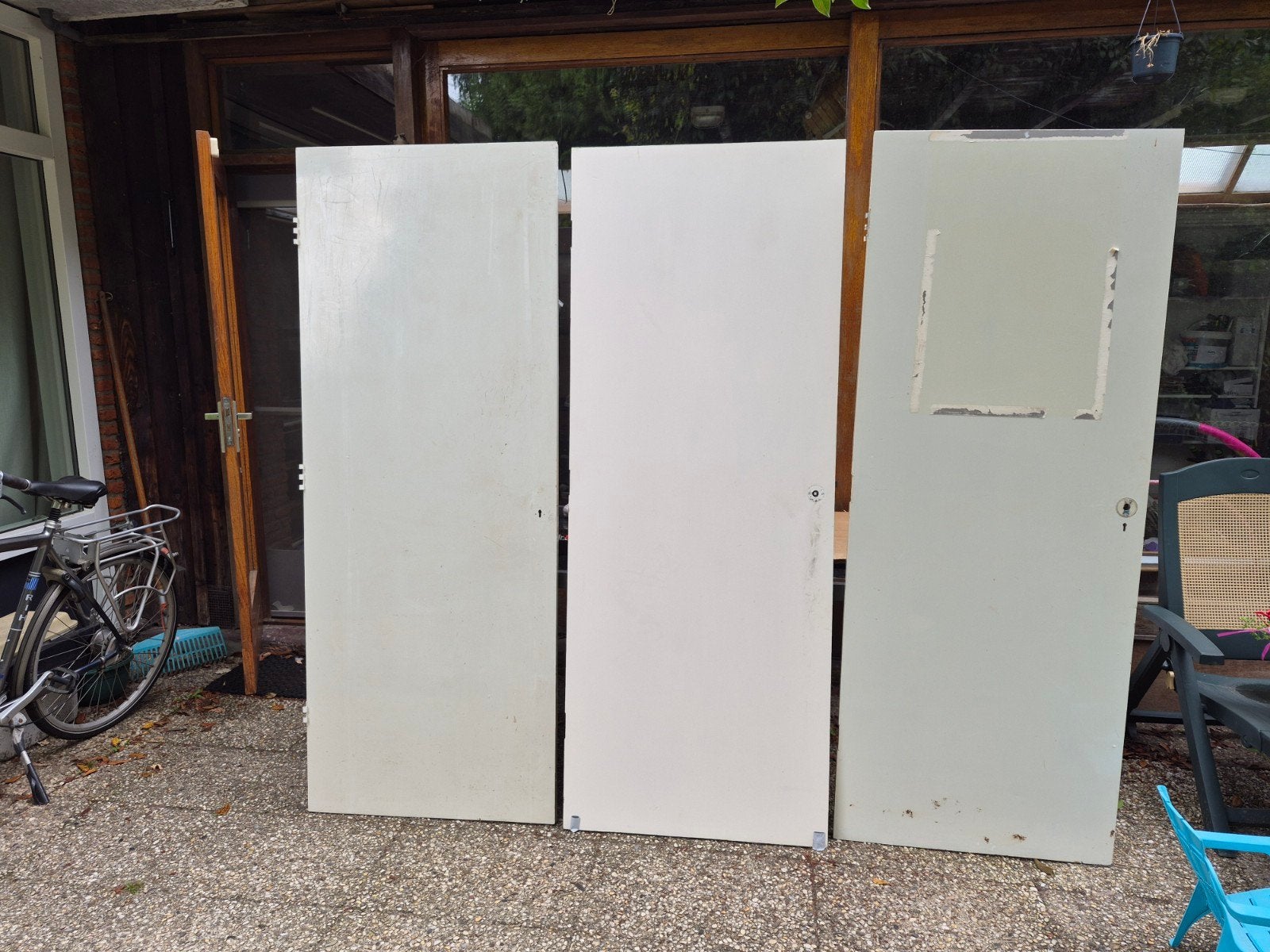 Set van 3 gebruikte binnendeuren, Ophalen, Gebruikt, Minder dan 80 cm, Binnendeur