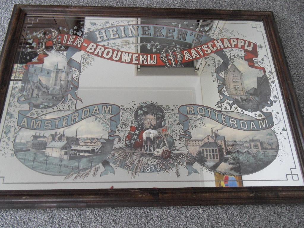 HEINEKEN'S  BIER-BROUWERIJ MAATSCHAPPIJ -- 64x46 cm., Verzamelen, Ophalen of Verzenden, Glas of Glazen, Heineken