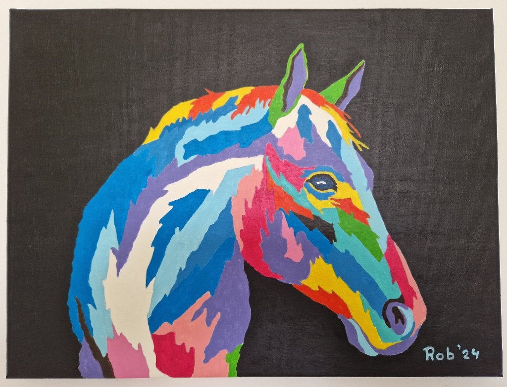 abstract paard , zelf geschilderd op doek met acryl, Ophalen