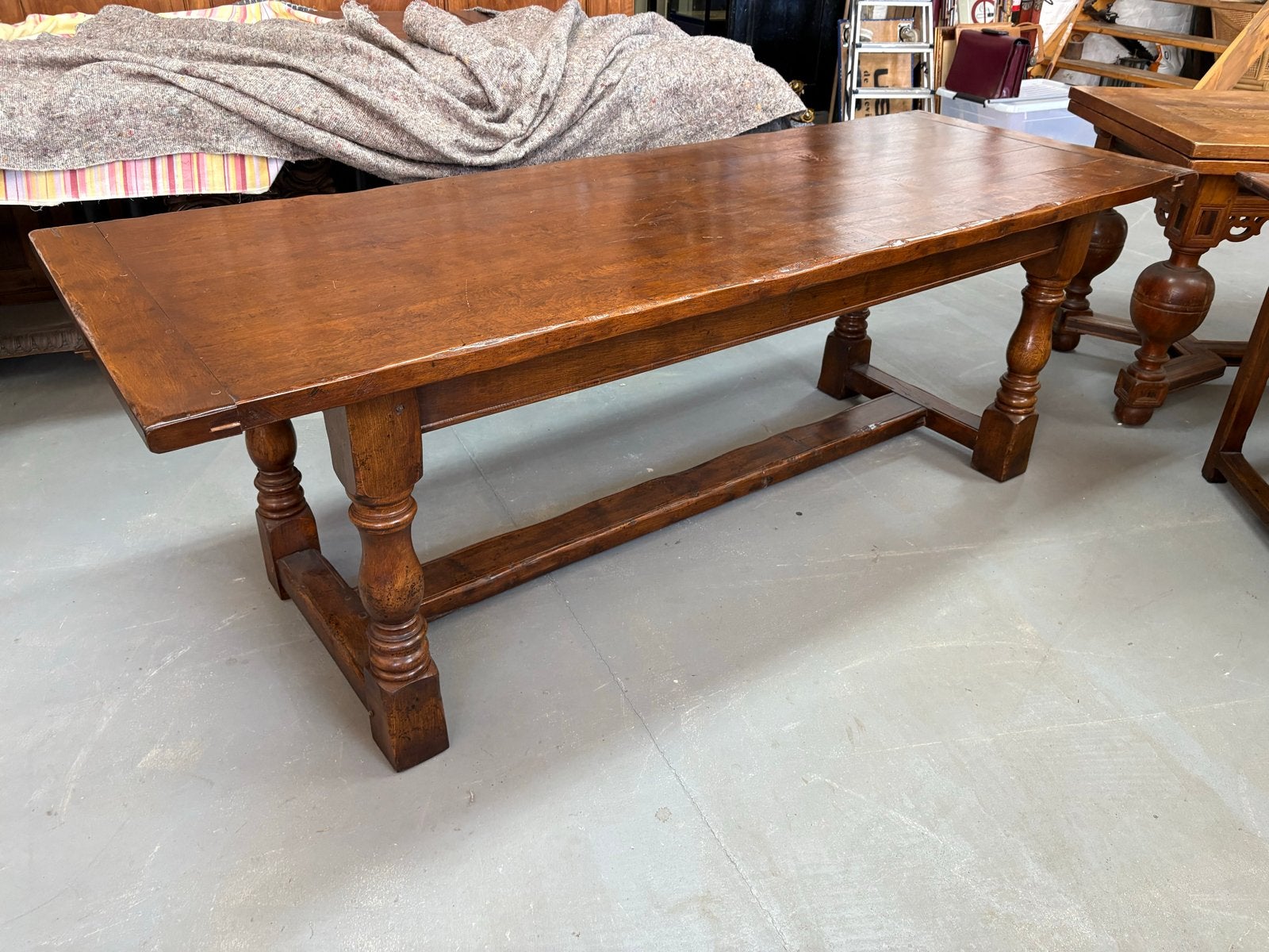 Antieke eikenhouten kloostertafel, 235x80x77cm, Antiek en Kunst, Ophalen