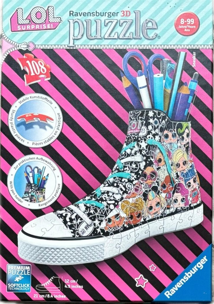 Ravensburger 3D puzzel Sneaker pennenbak, Ophalen of Verzenden, Minder dan 500 stukjes, Zo goed als nieuw, Rubik's of 3D-puzzel