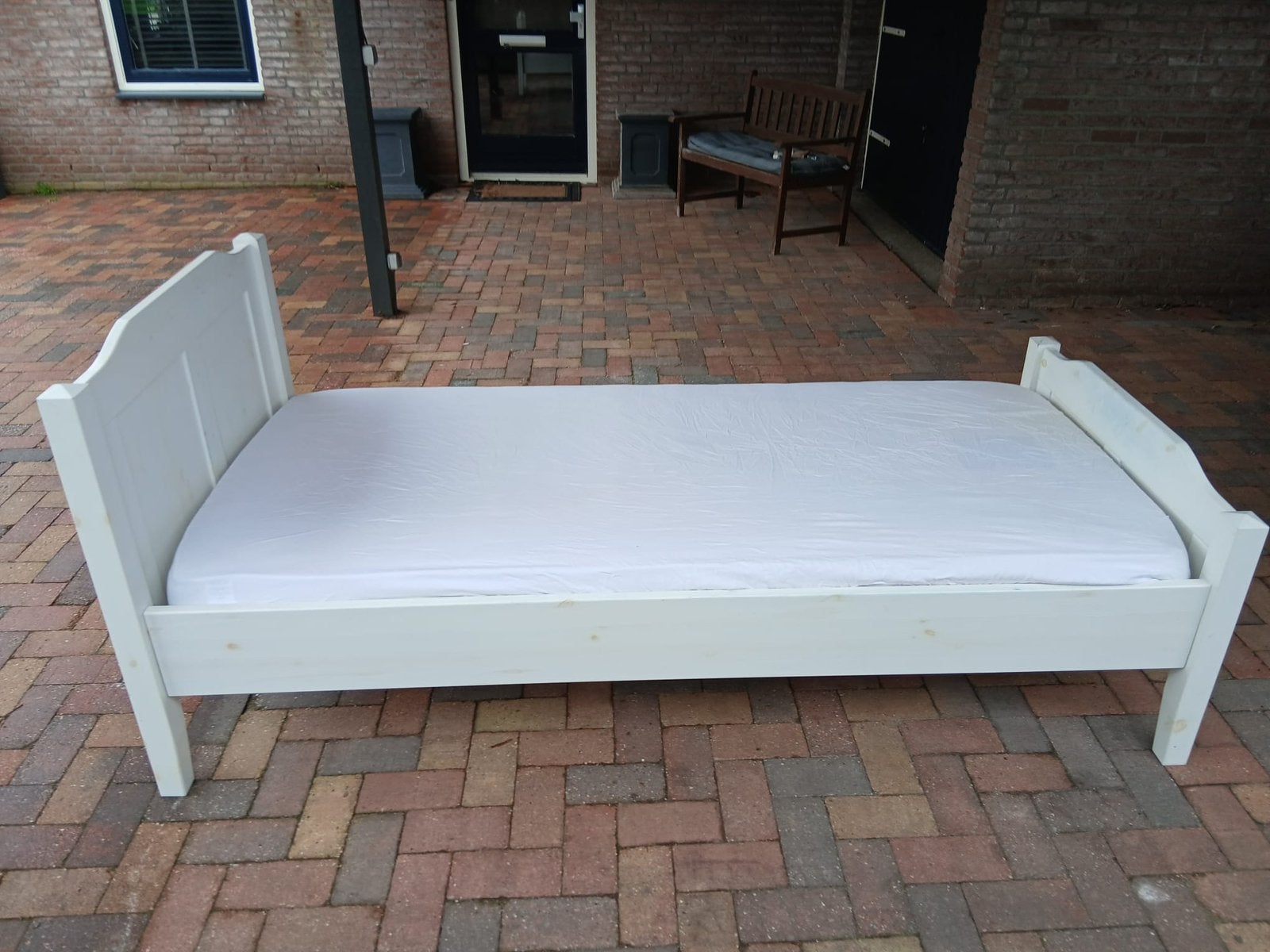 Grenen bed white wash, Ophalen
