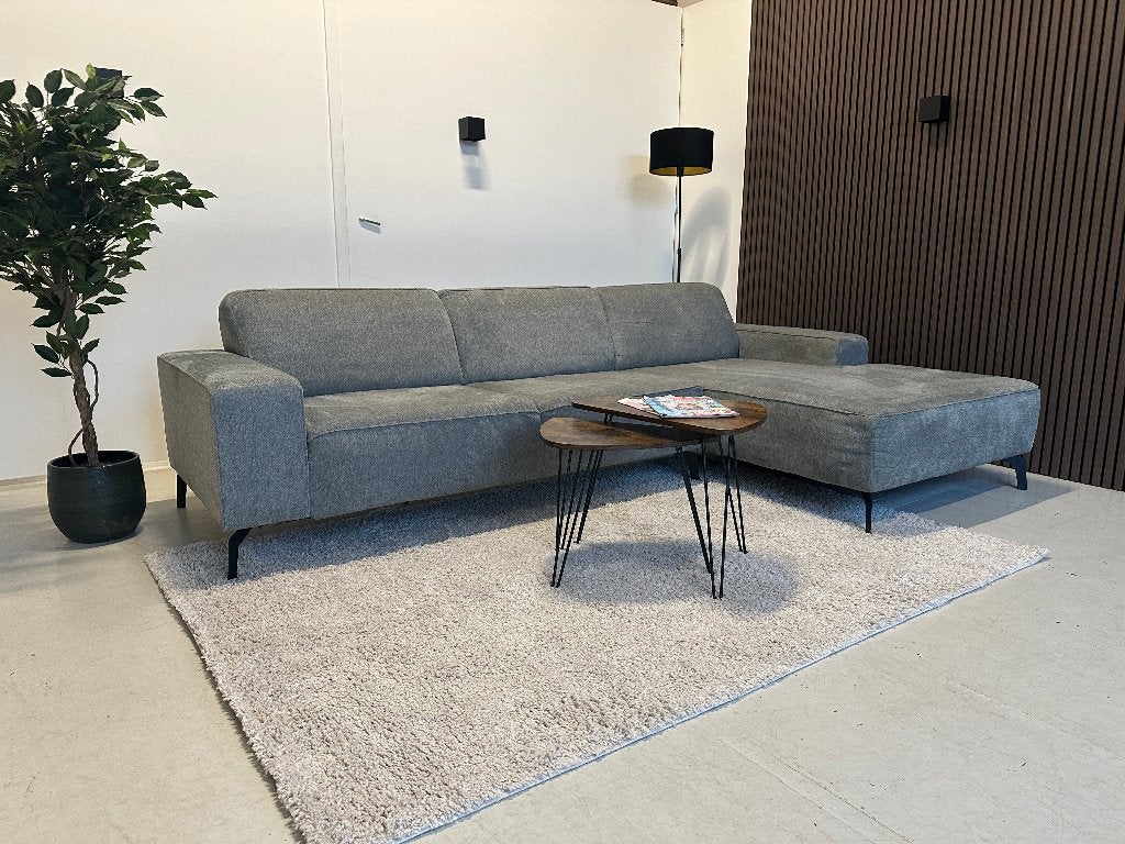 GRATIS BEZORGING | Blauw/Grijze hoekbank | Gereinigd