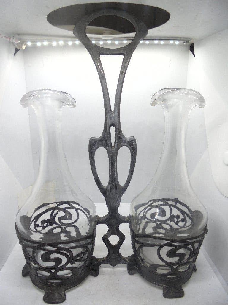 olie en azijn stel jugendstil tin, Antiek en Kunst, Ophalen of Verzenden