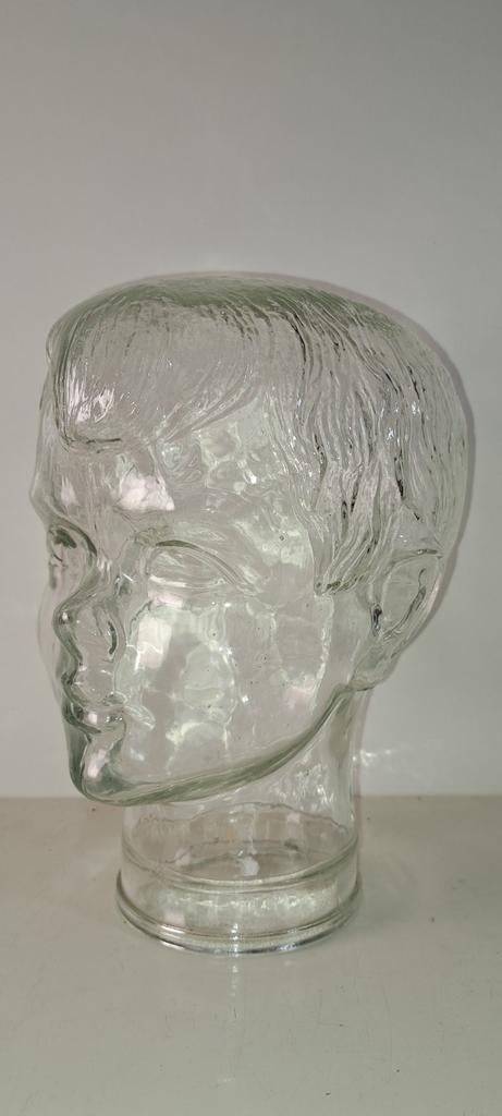 Vintage glazen kinderhoofd - etalagepop, Antiek en Kunst, Ophalen of Verzenden