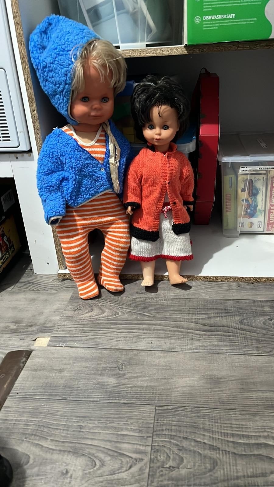 Set van 2 vintage poppen - Babypop en meisje, Ophalen of Verzenden