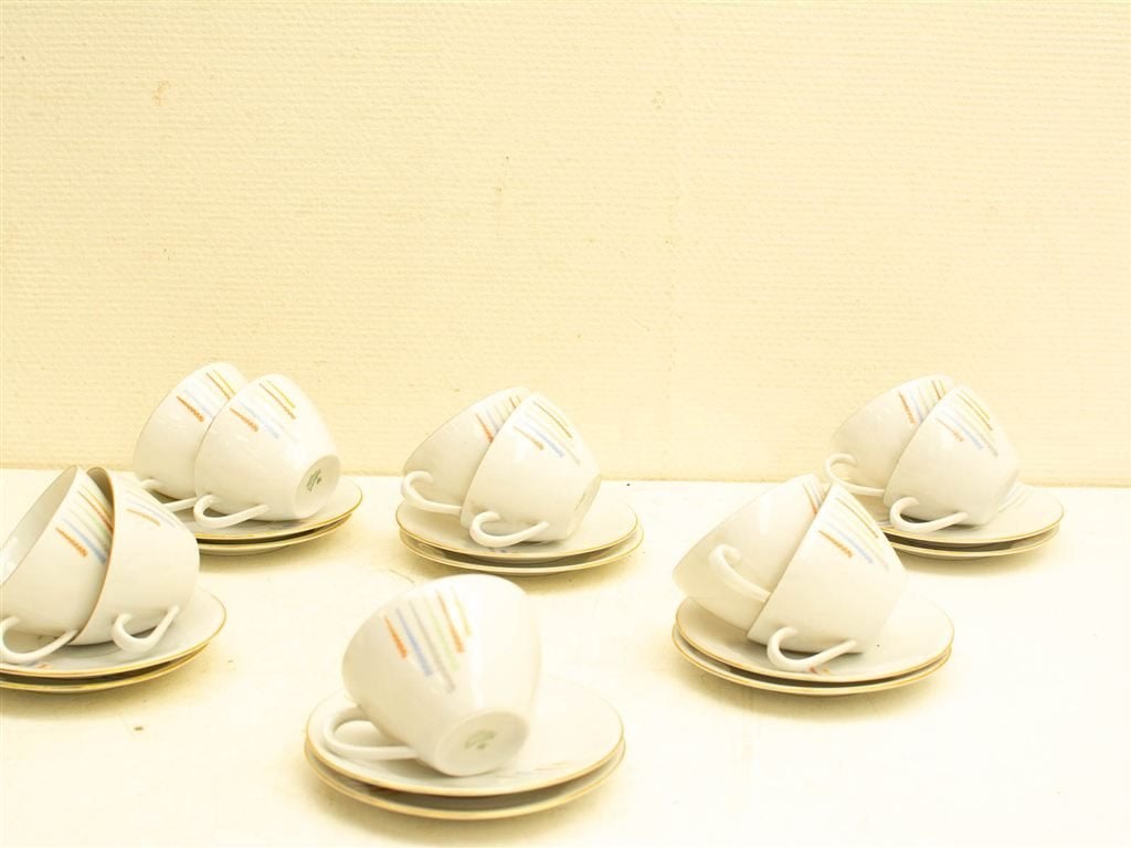 28 leftmann weiden theeservies 32160, Ophalen of Verzenden, Gebruikt, Aardewerk, Bord(en)