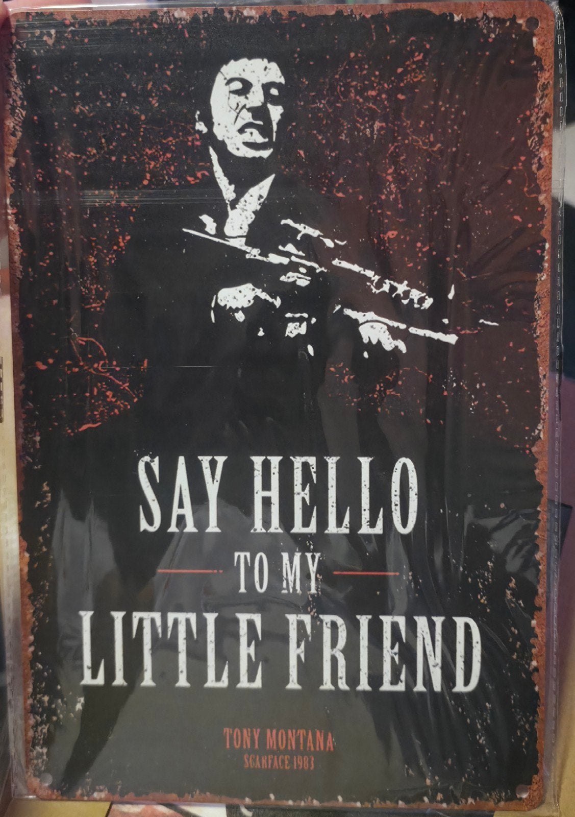 Nieuw film decoratiebord "Say Hello to My Little Friend", Verzamelen, Ophalen of Verzenden, Nieuw, Film, Poster
