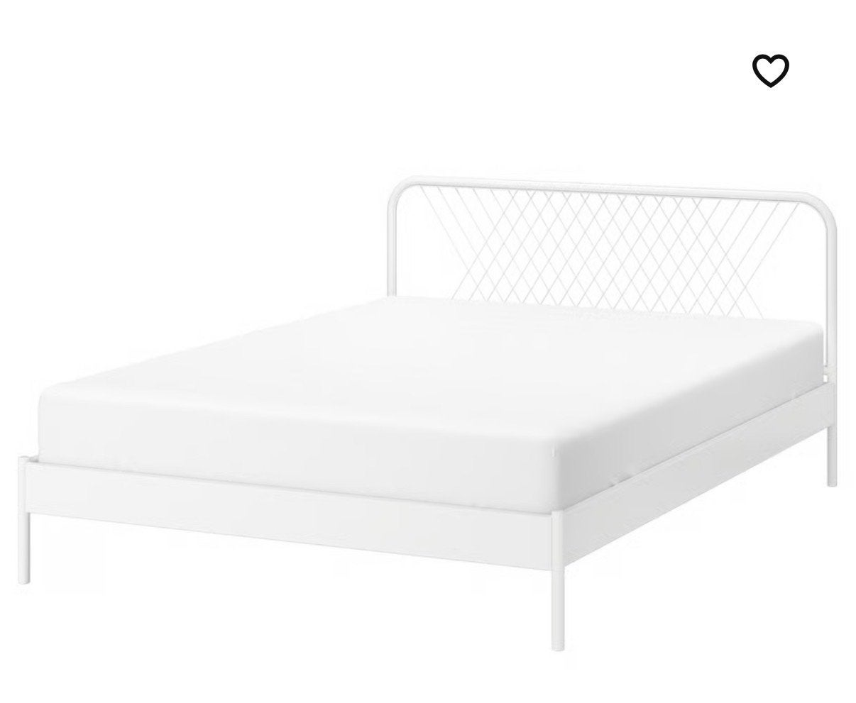 Ikea Nesttun bedframe - wit gepoedercoat metaal, Ophalen, Gebruikt, Wit, 140 cm
