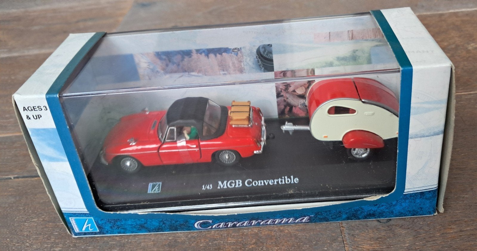 Modelauto 1/43 MGB Convertible met caravan Cararama, Ophalen of Verzenden, Zo goed als nieuw, Auto, Overige merken