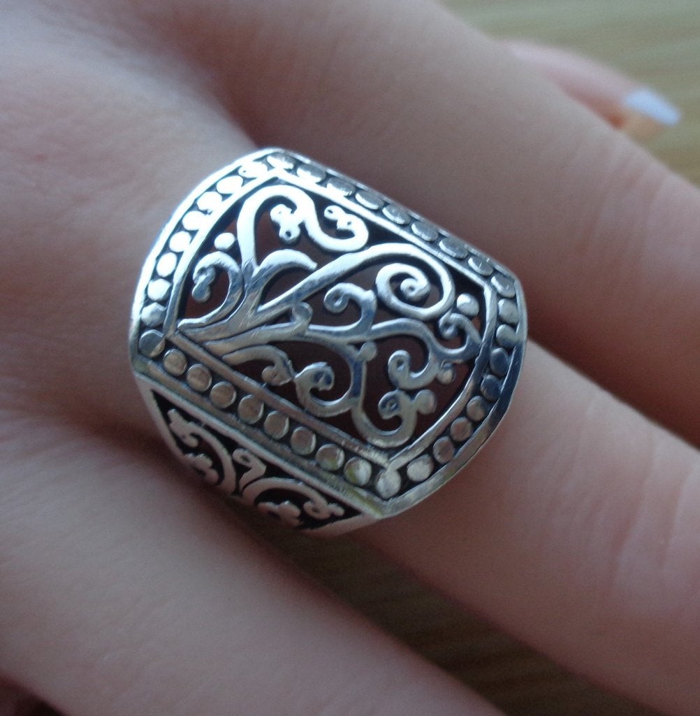 zilveren dames of heren ring mooi open gesneden [412], Verzenden, Zo goed als nieuw, 17 tot 18, Dame of Heer