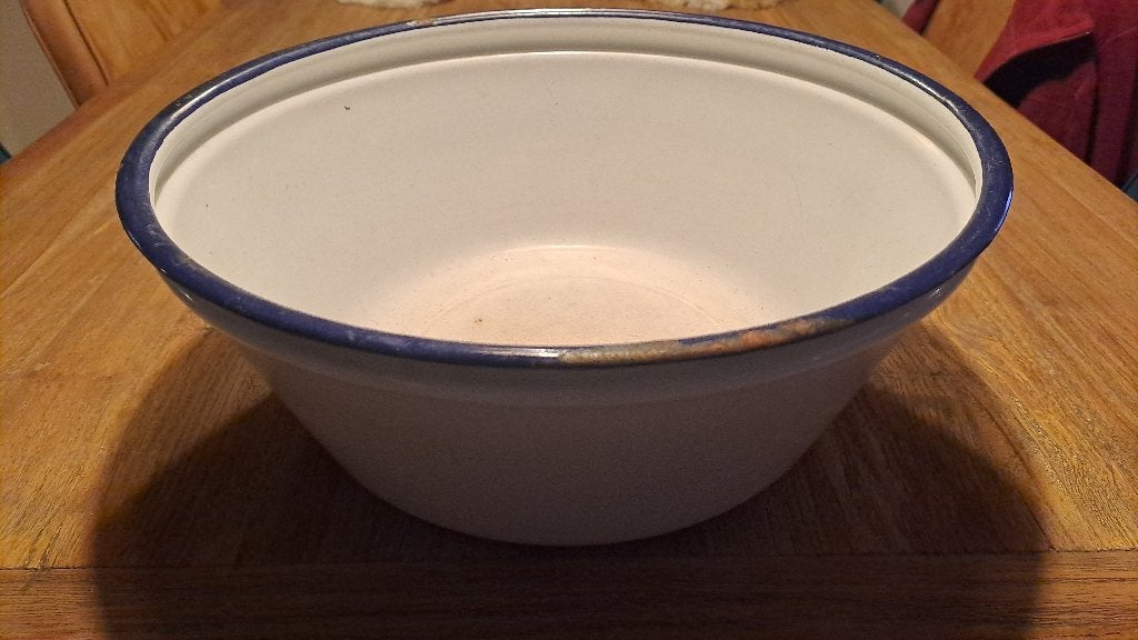 vintage Emaille  wasschaal wit met blauwe rand, Ophalen of Verzenden