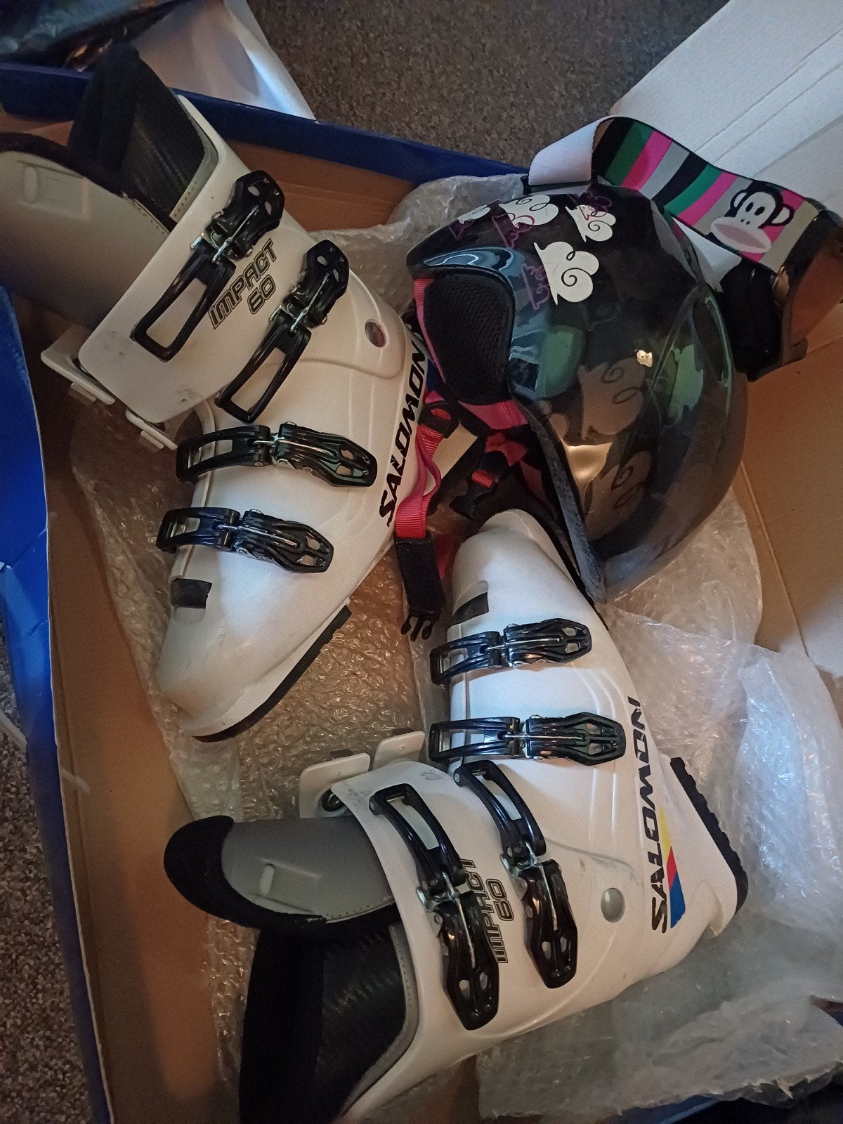 Salomon skischoenen mt 38/39 en helm met skibril, Ophalen, 160 tot 180 cm, Gebruikt, Schoenen
