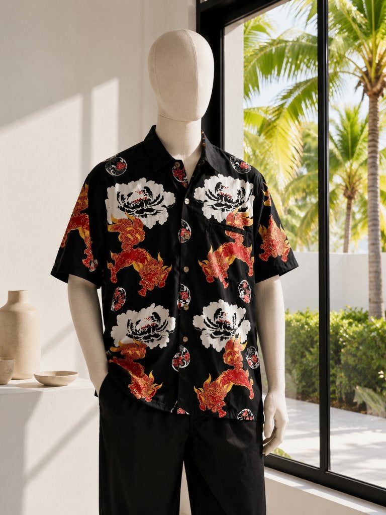 Vintage Original Thailand Dragon Shirt – Made in Thailand, Verzenden, Nieuw, Zwart, STEP