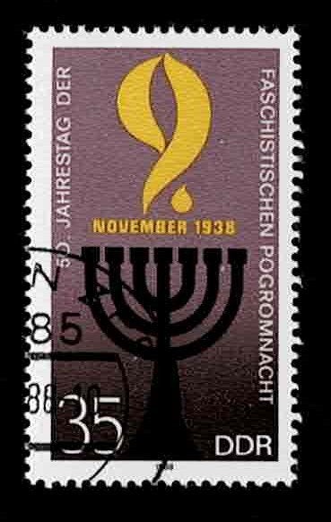 postzegel 2814 DDR Rijkskristalnacht, Ophalen of Verzenden, DDR, Gestempeld