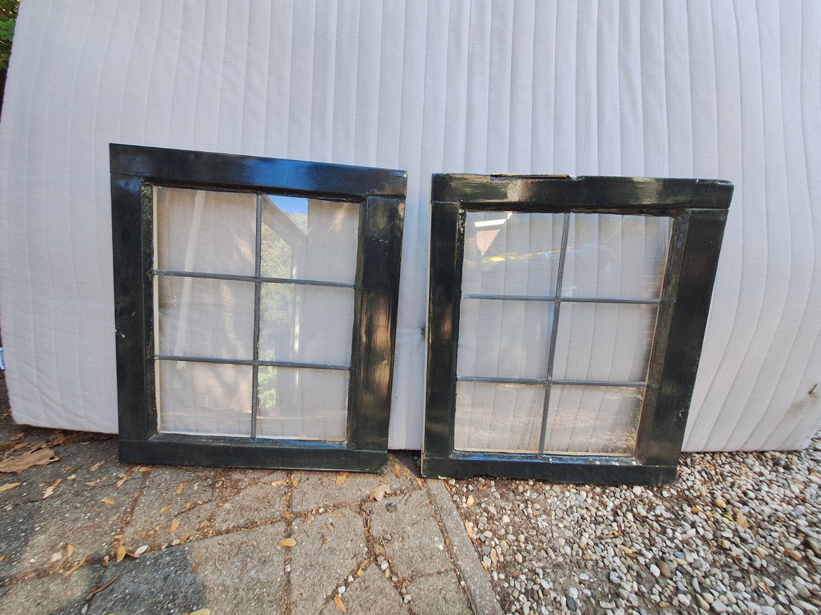 2x jaren 30 ramen met glas in lood, Ophalen, Gevelraam of Ruit, Gebruikt, Minder dan 80 cm