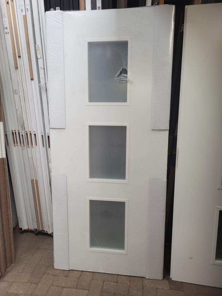 93x211,5cm nieuwe binnendeur opdek links ral9010 satijn glas