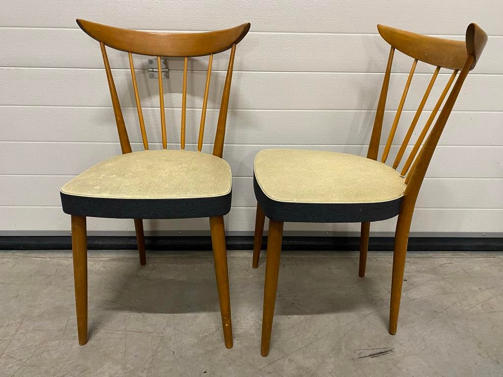 Retro Eetkamerstoelen, Ophalen, Gebruikt, Hout, Drie