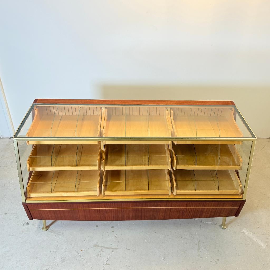 Vintage teak toonbank met 9 lades, A. Ahlström, Ophalen of Verzenden