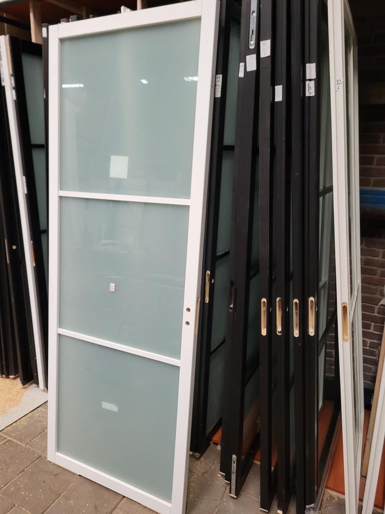 88x231,5cm binnendeur stomp Staal look wit mat glas SK4, Ophalen, 80 tot 100 cm, 215 cm of meer, Binnendeur