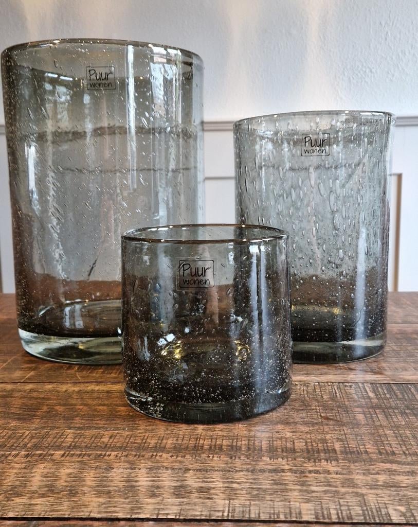 Puur Wonen Windlichten - Set van 3, Ophalen, Gebruikt, Zwart, Glas