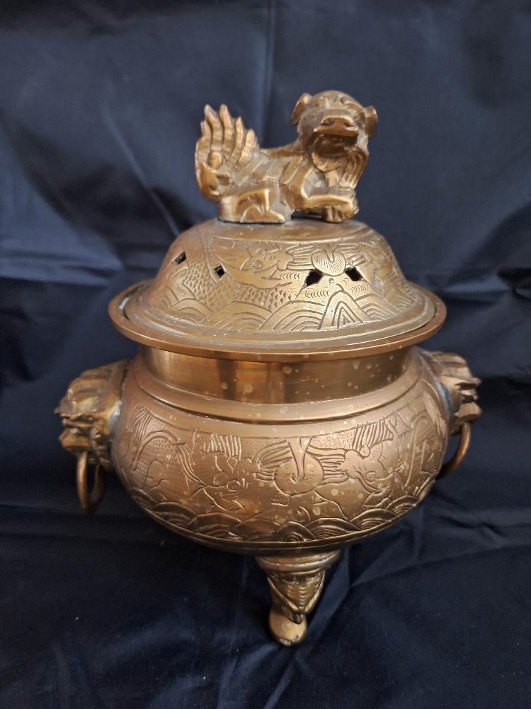 Antieke Chinese Bronzen Wierookbrander met Draak, Antiek en Kunst, Antiek | Koper en Brons, Ophalen, Koper