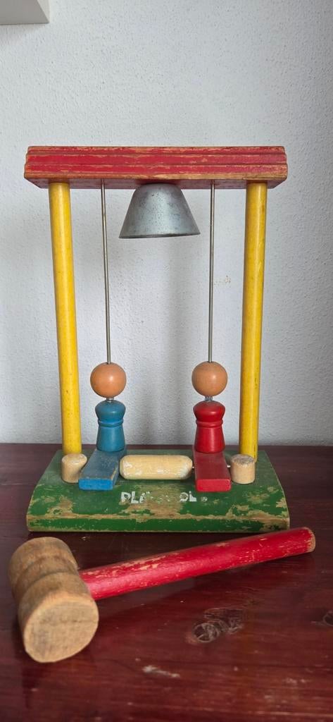 Oud houten speelgoed met hamer en bel, Antiek en Kunst, Curiosa en Brocante, Ophalen of Verzenden