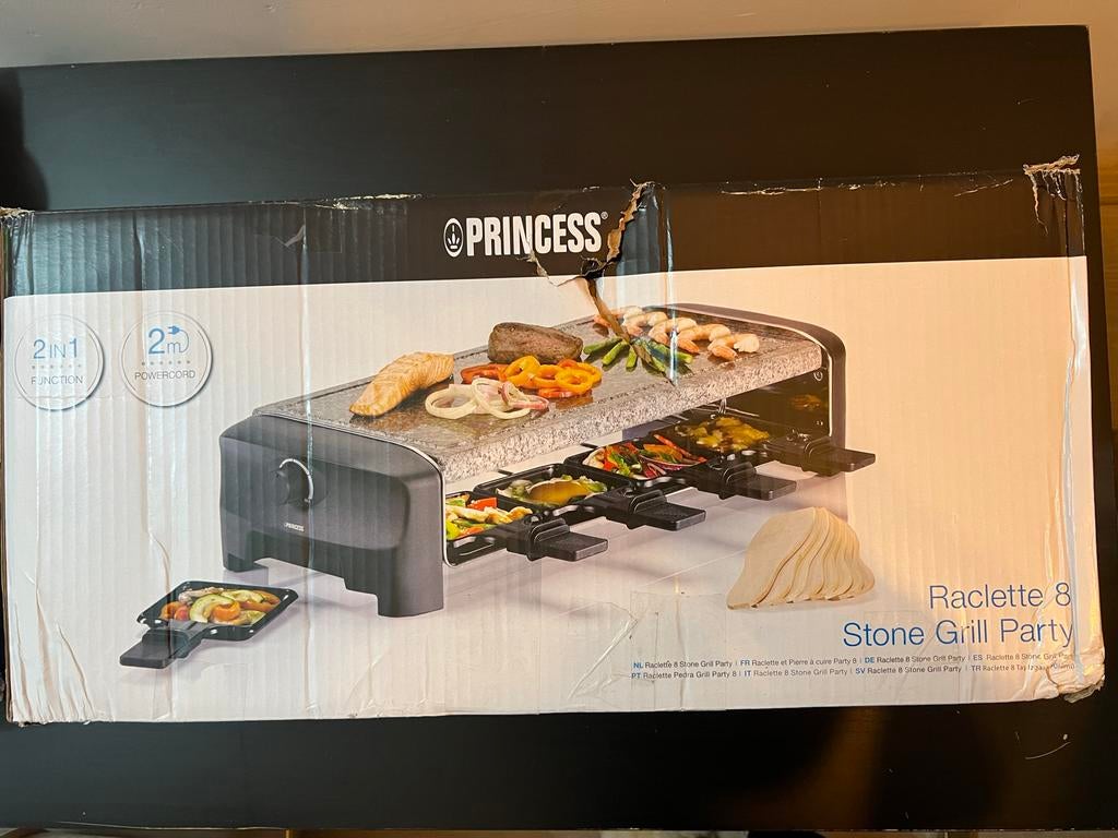 Princess Raclette 8 Stone Grill Party - Nieuwstaat, Ophalen of Verzenden, Vaatwasmachinebestendig, Nieuw, Steengrill