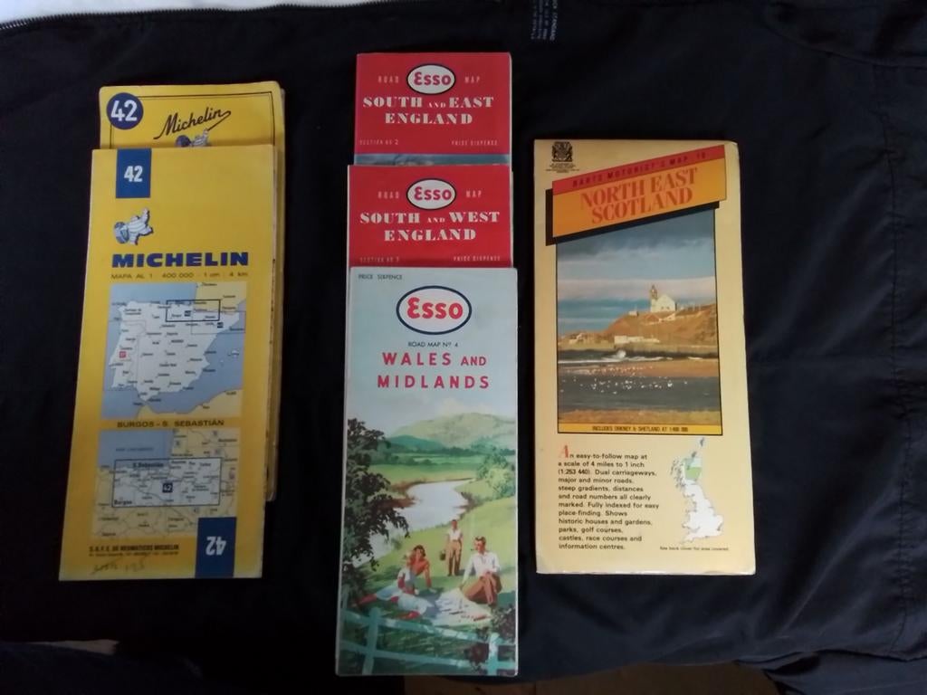 Wegenkaarten 4 Gr.Brit, 2 N.Spanje  keurige staat jaren 70?, Ophalen of Verzenden, Gelezen, 1800 tot 2000, Landkaart