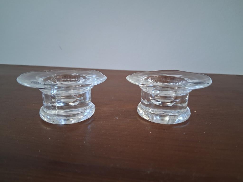 Pioni Finland twee Arabia kandelaars Finn blank crystal, Antiek en Kunst, Antiek | Glas en Kristal, Ophalen of Verzenden