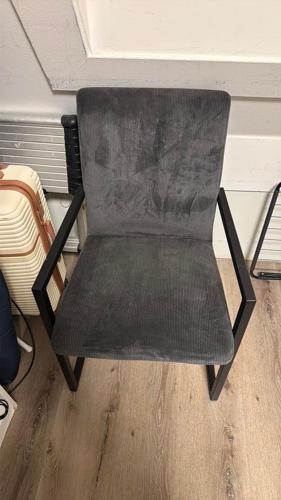 Ribfluwelen bureaustoel zwart frame antraciet stof, Ophalen, Minder dan 50 cm, Minder dan 75 cm, Zo goed als nieuw