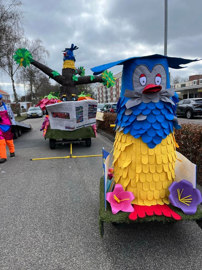 Zeer kleurrijke loopgroep carnaval, Ophalen, Carnaval