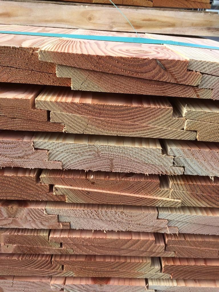 Douglas Zweeds rabat 8/18x125mm werkend voor €10,00 per m2, Ophalen of Verzenden, Nieuw, 250 cm of meer, Planken