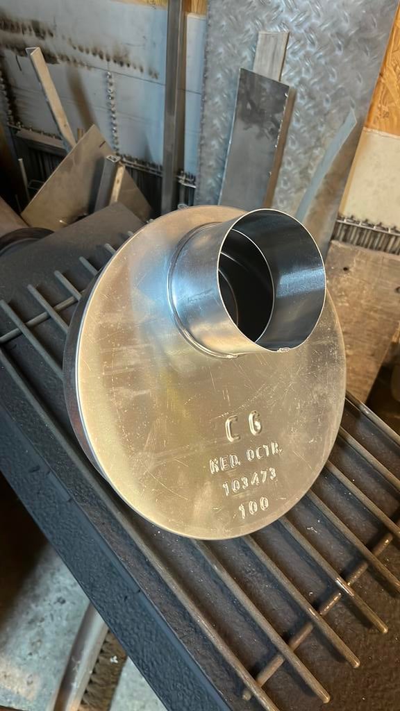 Aluminium haardaansluiting 100/110 mm + buis 100 mm, Ophalen, 30 tot 80 cm, 60 tot 150 cm, Kachel