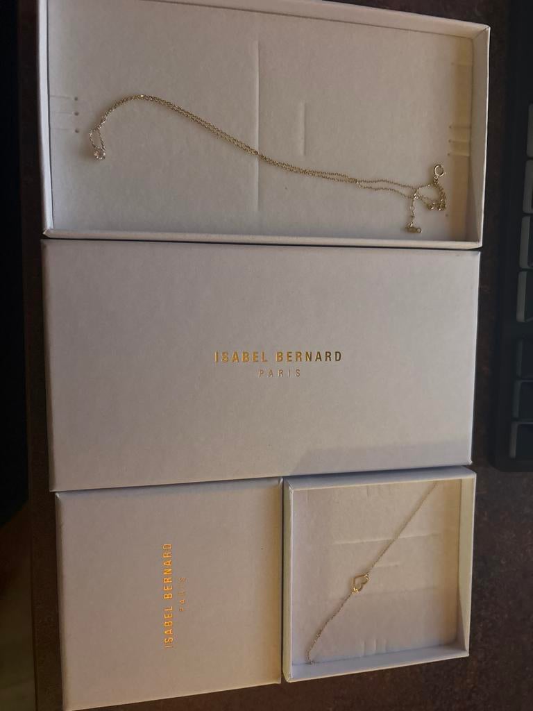 Isabel Bernard 14k Gouden Set: Ketting & Armband, Ophalen, Zo goed als nieuw, Goud, Met hanger