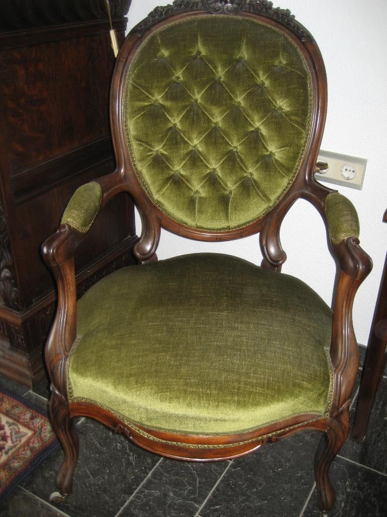 groene antieke stoel, Ophalen of Verzenden