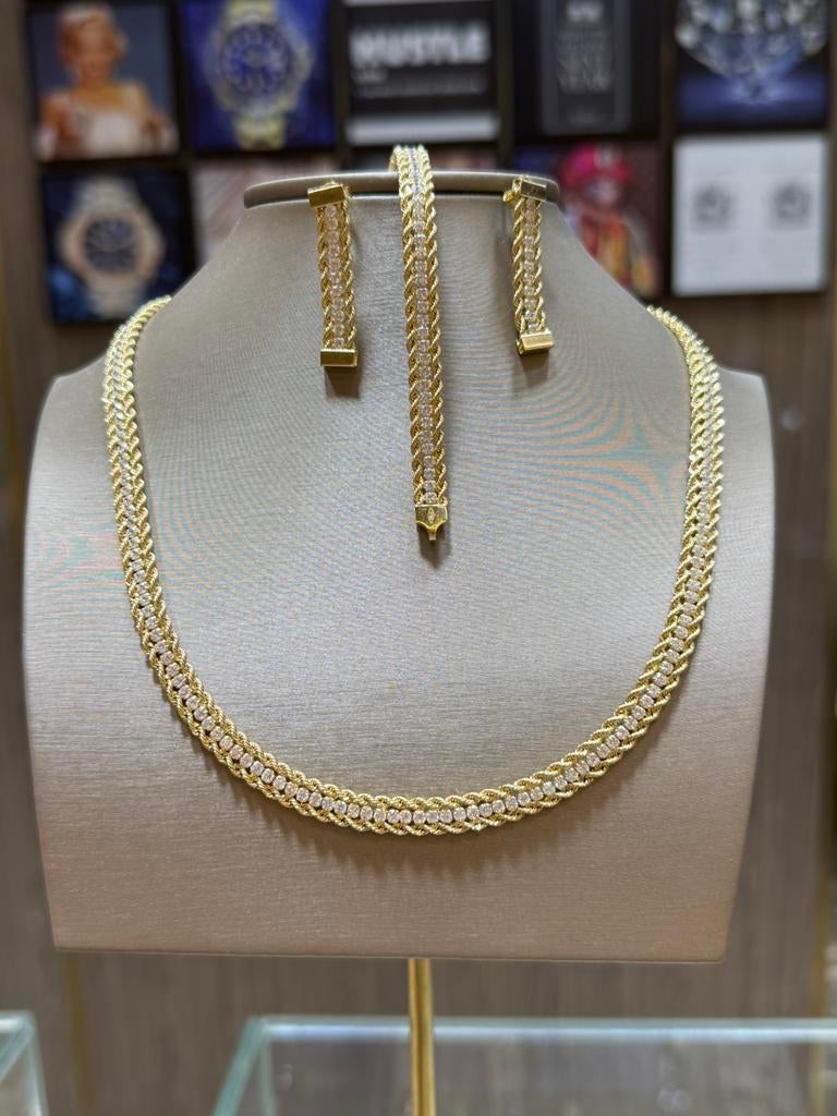 18KT Goud - Set voor Vrouw - 26 Gram - Zirkonia - Ketting