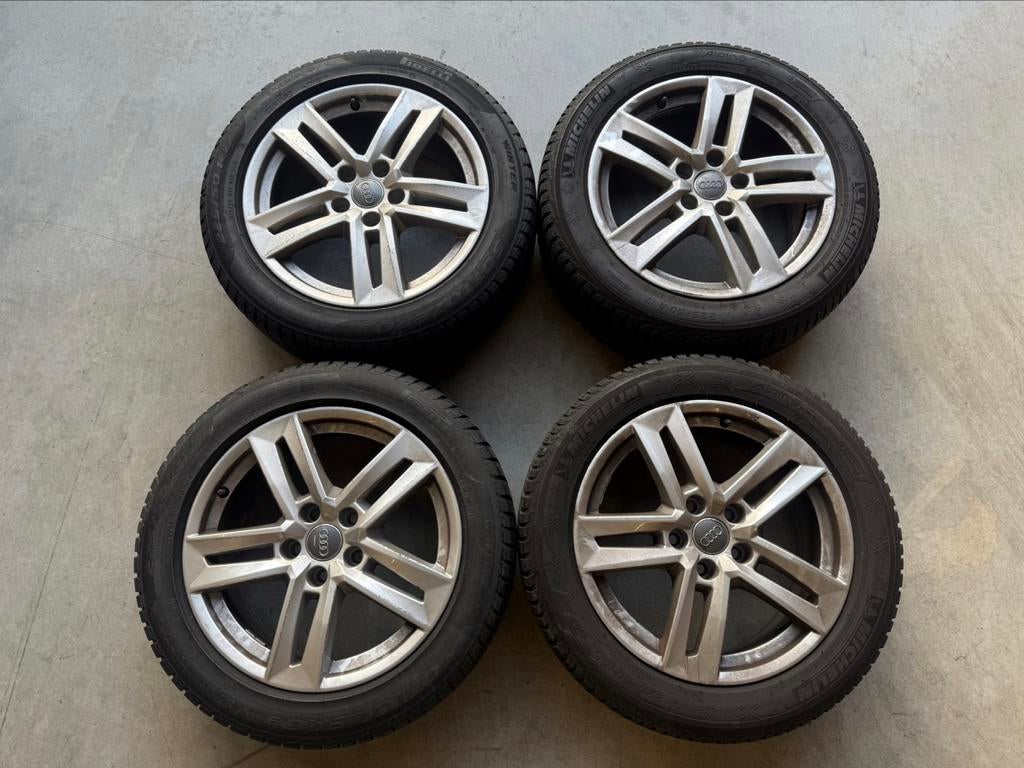Setje Originele Audi A4 Velgen + Banden 225/50 R17, Gebruikt, Verzenden, Banden en Velgen, 17 inch