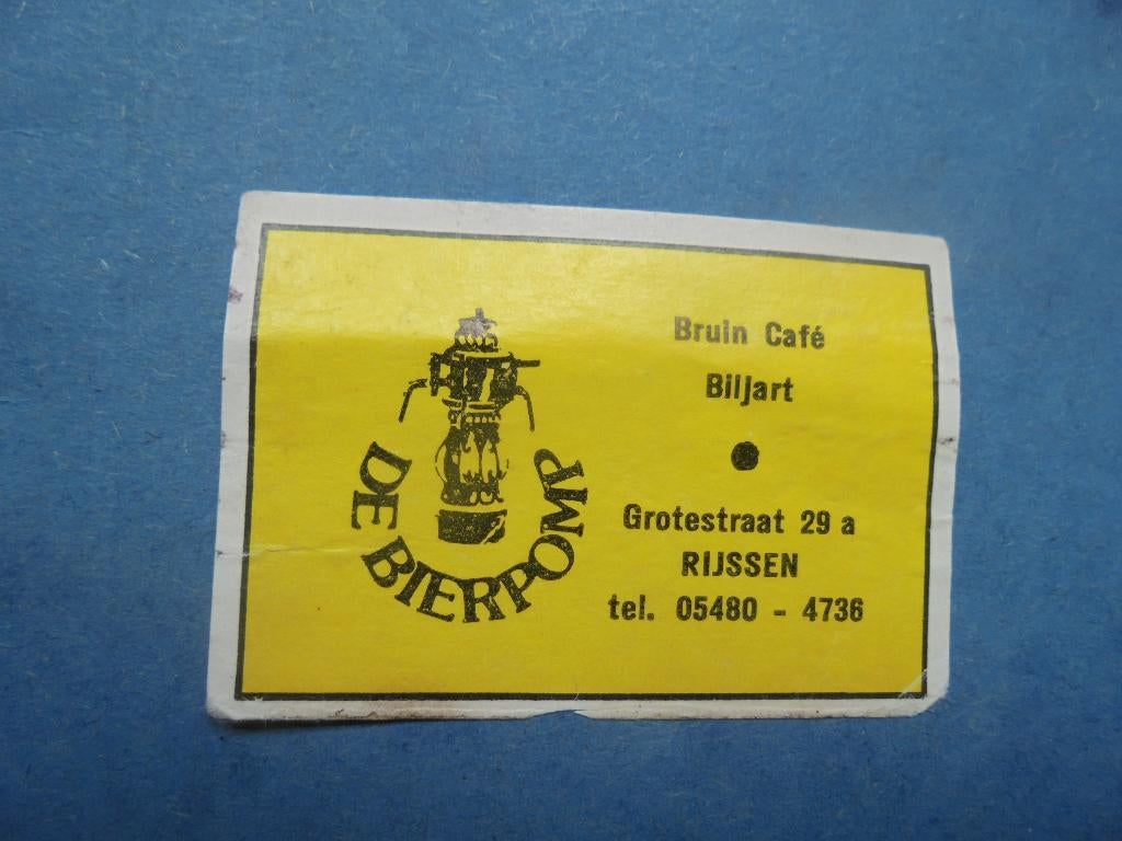 oud lucifermerk café Biljart in RIJSSEN, Ophalen of Verzenden, Zo goed als nieuw, Luciferdoosjes of -merken