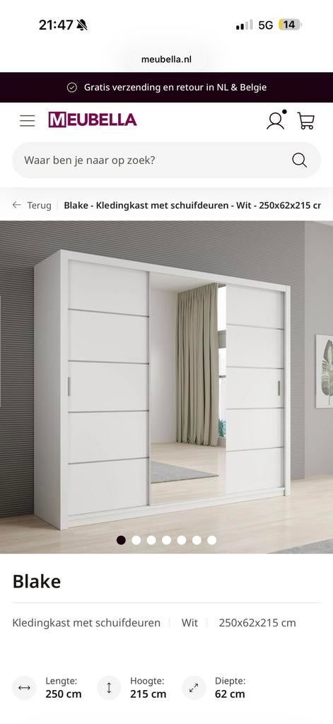 Meubella kledingkast schuifdeur met spiegel, Ophalen, Zo goed als nieuw, 50 tot 75 cm, 200 cm of meer